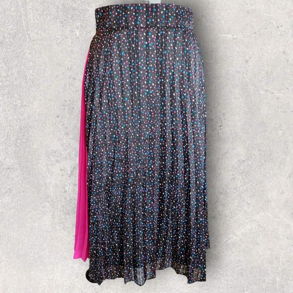 Coach Mix Pleated Midi Skirt Size 2 Black Pink New With Tags NWT - Picture 1 of 12